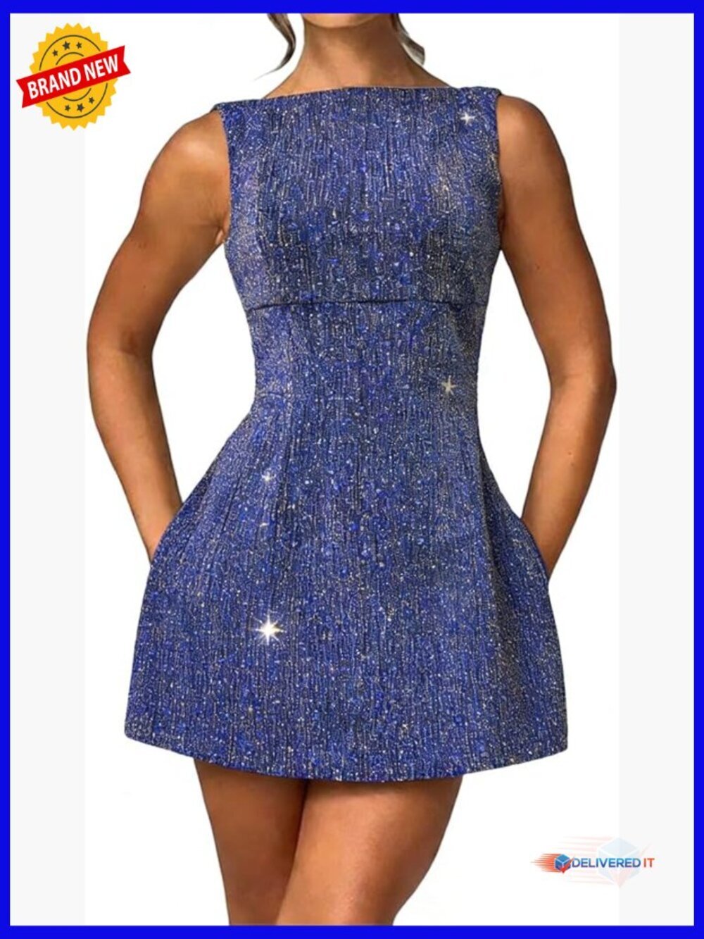 Sleeveless Backless Mini Dress Slim Fit Polyester Spandex Party Night Out - Picture 1 of 7